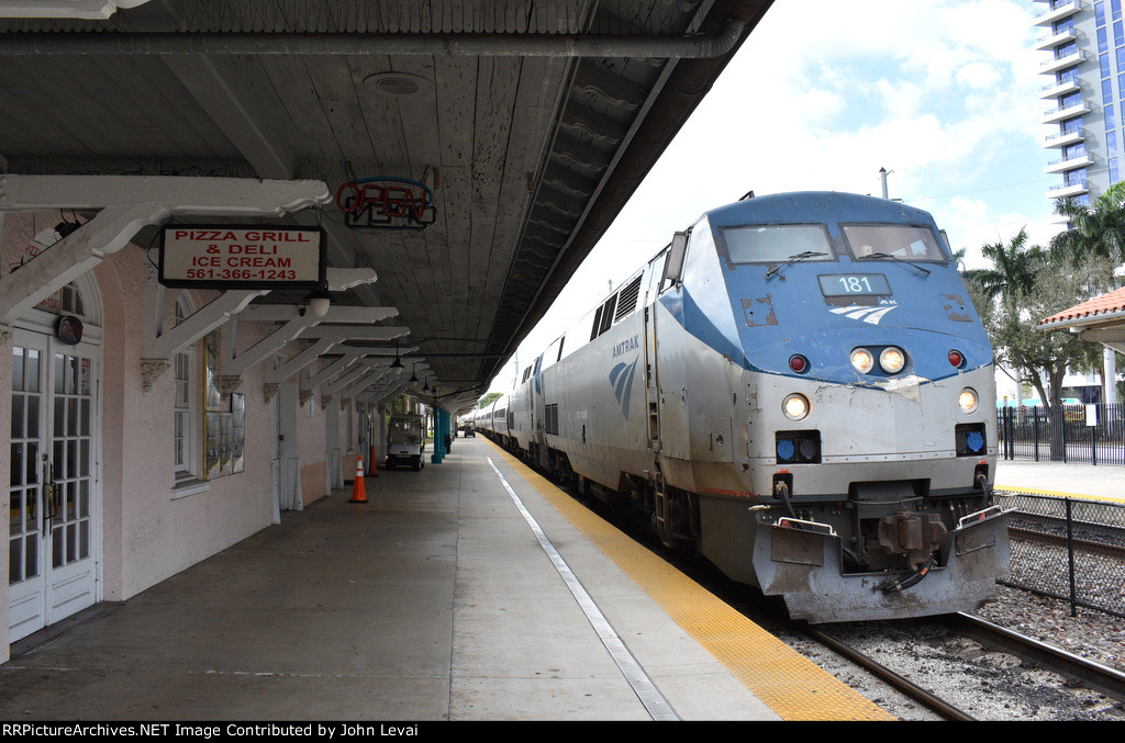 Northbound Amtrak Train # 98 arriving into WPB Station behind two P42DC locomotives